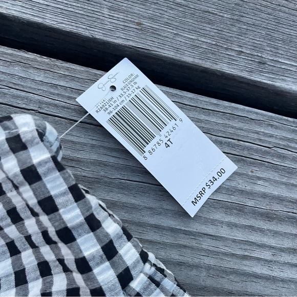 Jessica Simpson Black White Check Checkerboard Ruffled Dress Romper 4T NWT New - Picture 2 of 7